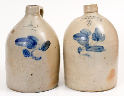 Lot of Two: Jugs w/ Similar Decoration, Connolly & Palmer (New Brunswick), Pruden & Olcott (NYC)