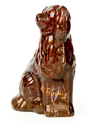 Very Unusual Stoneware Spaniel with Inscription 