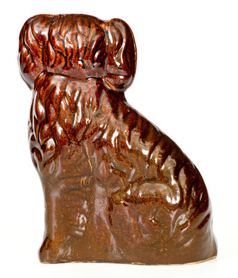 Very Unusual Stoneware Spaniel with Inscription 