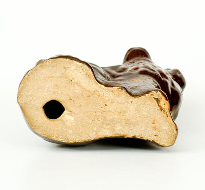 Very Unusual Stoneware Spaniel with Inscription 