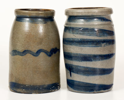 Lot of Two: Western PA Stoneware Striped Canning Jars