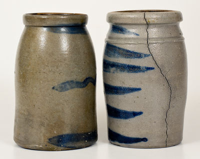 Lot of Two: Western PA Stoneware Striped Canning Jars