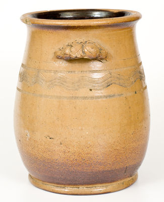 Unusual Stoneware Jar with Molded Handles, probably New England origin