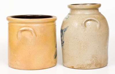 Lot of Two: 2 Gal. FORT EDWARD, NY Stoneware Jars with Bird Decoration