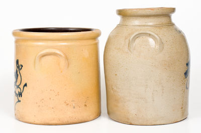 Lot of Two: 2 Gal. FORT EDWARD, NY Stoneware Jars with Bird Decoration