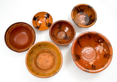 Lot of Six: Glazed American Redware Bowls