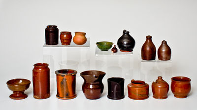 Lot of Sixteen: Assorted Miniature Redware Objects