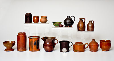 Lot of Sixteen: Assorted Miniature Redware Objects