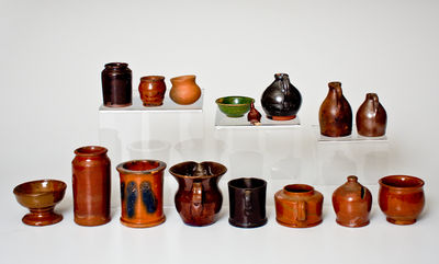 Lot of Sixteen: Assorted Miniature Redware Objects