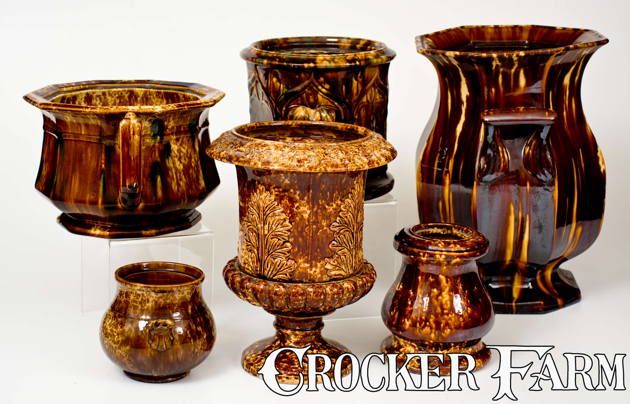 Rockingham Pottery Lot of Six: Rockingham Ware and Flint Enamel Vessels -- Lot 537 -- Fall ...
