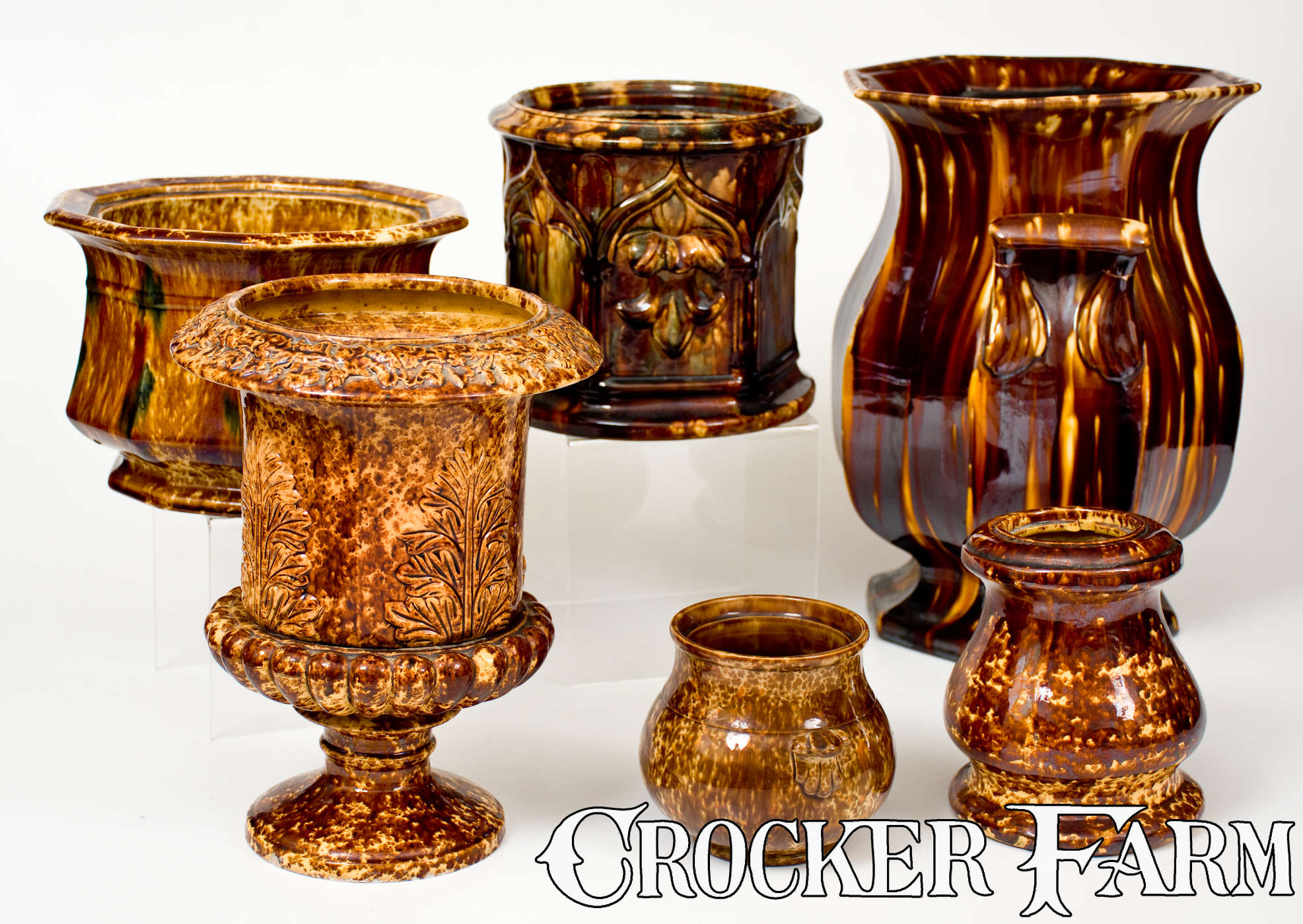 Rockingham Pottery Lot of Six: Rockingham Ware and Flint Enamel Vessels -- Lot 537 -- Fall ...