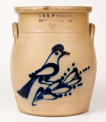 Two-Gallon E & L P NORTON / BENNINGTON VT Stoneware Bird Crock