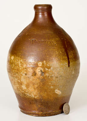 Half-Gallon BOSTON Iron-Decorated Stoneware Jug, Frederick Carpenter, early 19th century