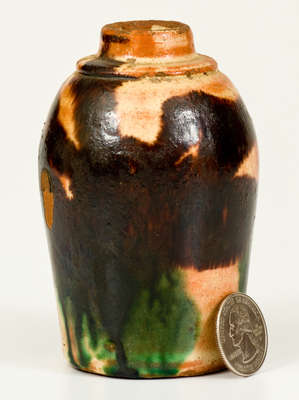 Rare Multi-Glazed Redware Bottle attrib. J. Eberly & Co., Strasburg, VA, circa 1890