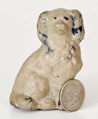 Miniature Cobalt-Decorated John Bell (Waynesboro, PA) Stoneware Figure of a Spaniel