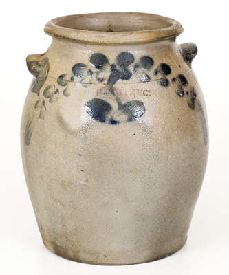 H. SMITH & Co. (Alexandria, VA) Stoneware Jar w/ Cobalt Foliate Decoration