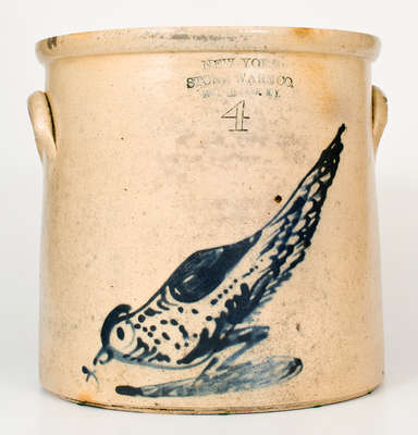 Rare NEW YORK STONEWARE CO. / FORT EDWARD N.Y. Stoneware Crock w/ Pecking Chicken