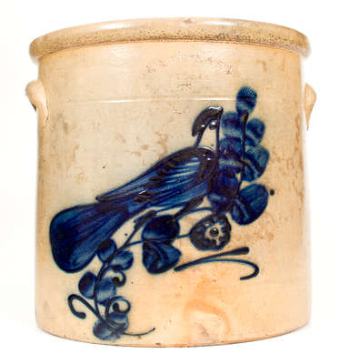 Five-Gallon N.A. WHITE & SON. / UTICA, N.Y. Stoneware Crock w/ Paddletail Bird