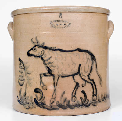 Outstanding Wm. MacQuoid (Modern-Day Greenwich Village, New York City) Stoneware Cow Crock