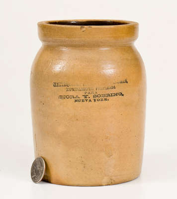 Highly Important Stoneware Butter Jar w/ Spanish New York City Advertising