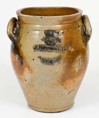 Exceedingly Rare and Important J. REMMEY / NEW YORK Stoneware Jar w/ Impressed Federal Eagle