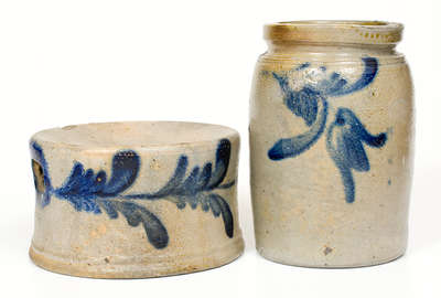 Two Pieces of Cobalt-Decorated Stoneware, attrib. Remmey Pottery, Philadelphia, PA