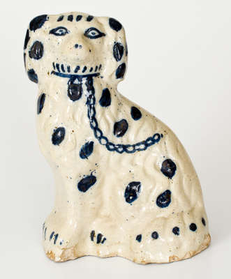 Cobalt-Decorated Ohio Stoneware Spaniel Doorstop, late 19th or early 20th century