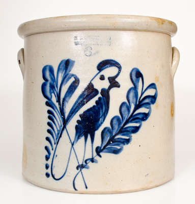 Six-Gallon F.B. NORTON & CO. / WORCESTER, MASS Stoneware Crock w/ Parrot Design