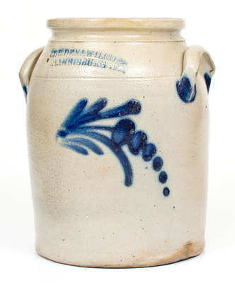 One-Gallon COWDEN & WILCOX / HARRISBURG, PA Stoneware Jar w/ Floral Decoration