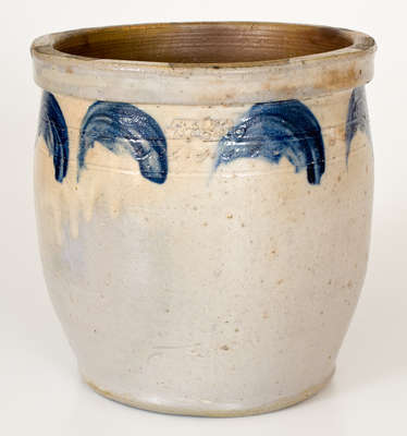Stoneware Jar w/ Cobalt Swag Decoration, Stamped Twice JOHN BELL / WAYNESBORO