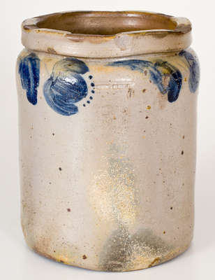 One-Gallon JOHN BELL (Waynesboro, PA) Stoneware Jar w/ Cobalt Floral Decoration