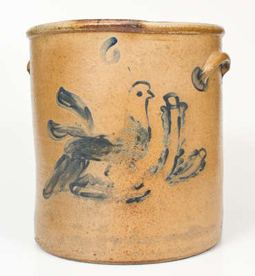 Six-Gallon Ohio Stoneware Crock with Cobalt Bird-on-Branch Motif