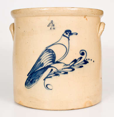 Four-Gallon Stoneware Bird Crock attrib. West Troy Pottery