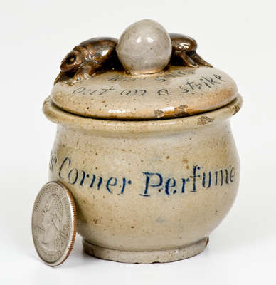 Rare Anna Pottery Miniature Stoneware Chamberpot w/ Dung Beetle Lid