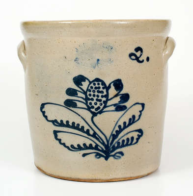 Two-Gallon J. BURGER, JR. / ROCHESTER, N.Y. Stoneware Jar w/ Floral Decoration