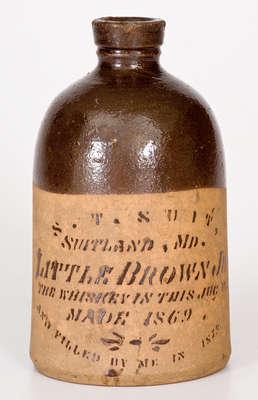 Suitland, MD Tanware Advertising Jug, New Geneva or Greensboro, PA, Dated 1879