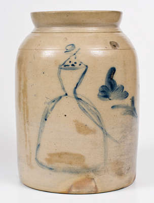 Rare Stoneware Jar w/ Abstract 