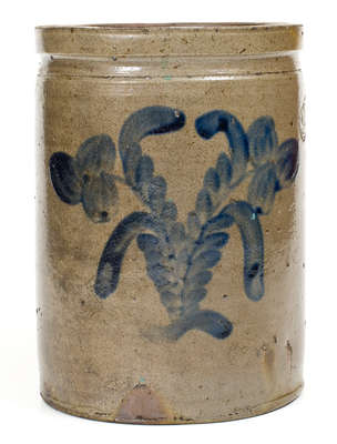 W.B. KENNER / STRASBURG, VA Stoneware Jar w/ Cobalt Clover Decoration