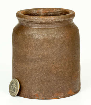 Rare Small-Sized Redware Jar, Stamped 