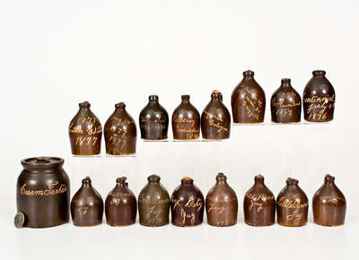 Scarce Collection of Seventeen Stoneware Miniatures, attrib. Norton Family, Bennington, VT