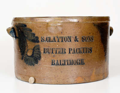 Monumental S. CLAYTON & SONS / BUTTER PACKERS / BALTIMORE Butter Crock