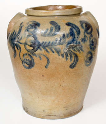 4 Gal. Baltimore Stoneware Jar w/ Elaborate Floral Decoration, circa 1830