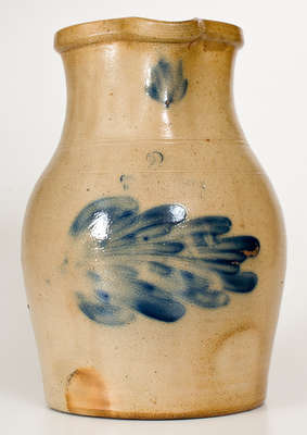 2 Gal. COWDEN & WILCOX / HARRISBURG, PA Stoneware Pitcher w/ Leaf Decoration