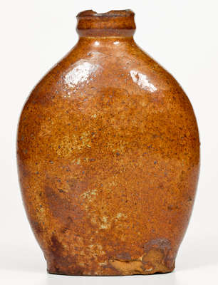 Important and Very Rare Redware Flask Stamped 
