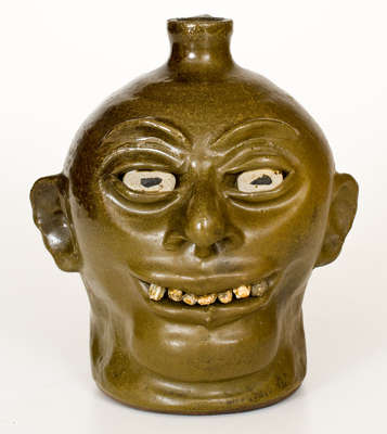 Fine Alkaline-Glazed Lanier Meaders Stoneware Face Jug with Rock Teeth