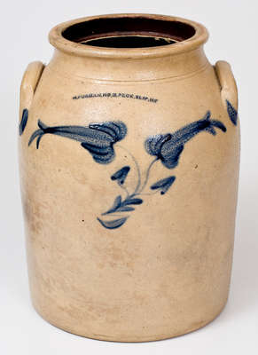 N. FURMAN NO. 89 PECK SLIP NY 2 Gal. Stoneware Jar w/ Floral Decoration