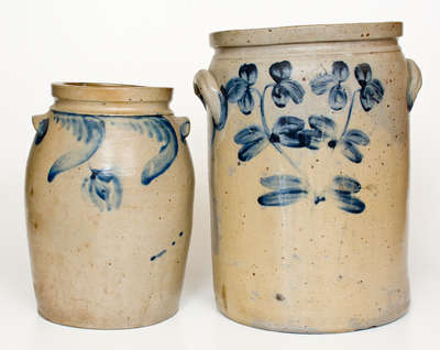 Lot of Two: Baltimore, MD Stoneware Jars with Cobalt Decoration