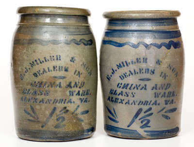 Lot of Two: E. J. MILLER & SON / ALEXANDRIA, VA 1 1/2 Gal. Advertising Jars