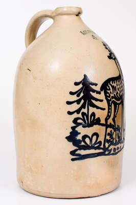 Rare and Fine Four-Gallon J. & E. NORTON / BENNINGTON, VT Stoneware Deer Jug