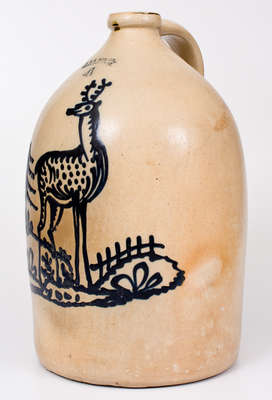 Rare and Fine Four-Gallon J. & E. NORTON / BENNINGTON, VT Stoneware Deer Jug